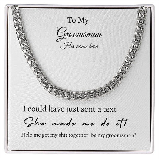 Groomsman/ Cuban Link Chain Necklace Be My Groomsman